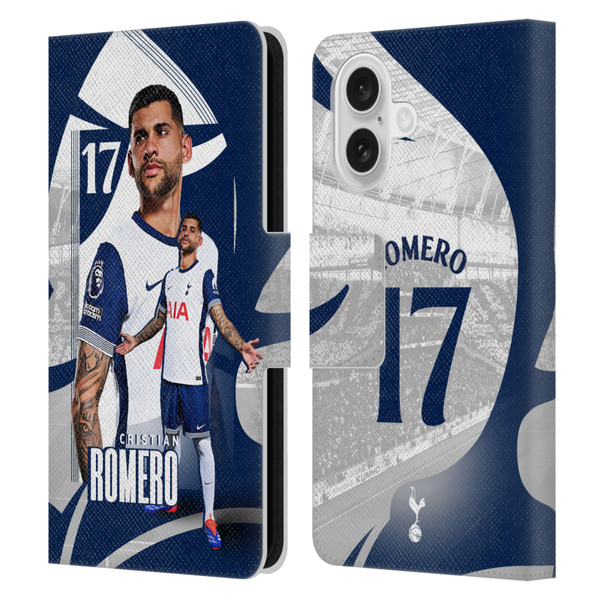 Tottenham Hotspur F.C. 2024/25 First Team Cristian Romero Leather Book Wallet Case Cover For Apple iPhone 16