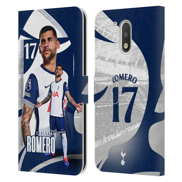 Tottenham Hotspur F.C. 2024/25 First Team Cristian Romero Leather Book Wallet Case Cover For Motorola Moto G41