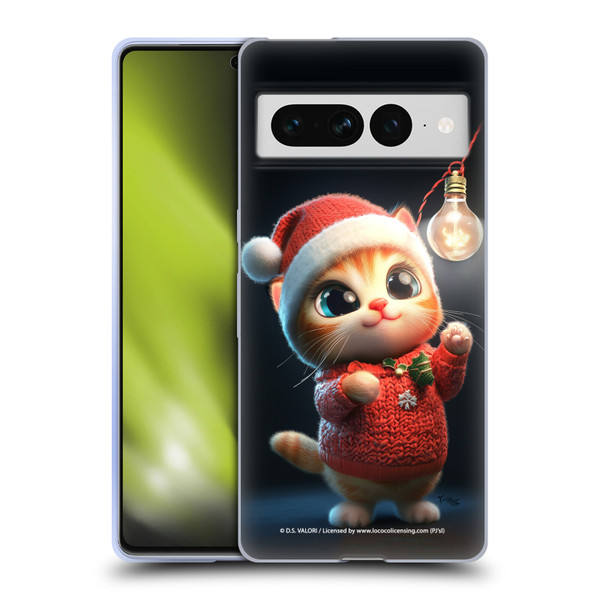 D.S. Valori Kitty And Puppy Kitty Christmas Light Soft Gel Case for Google Pixel 7 Pro