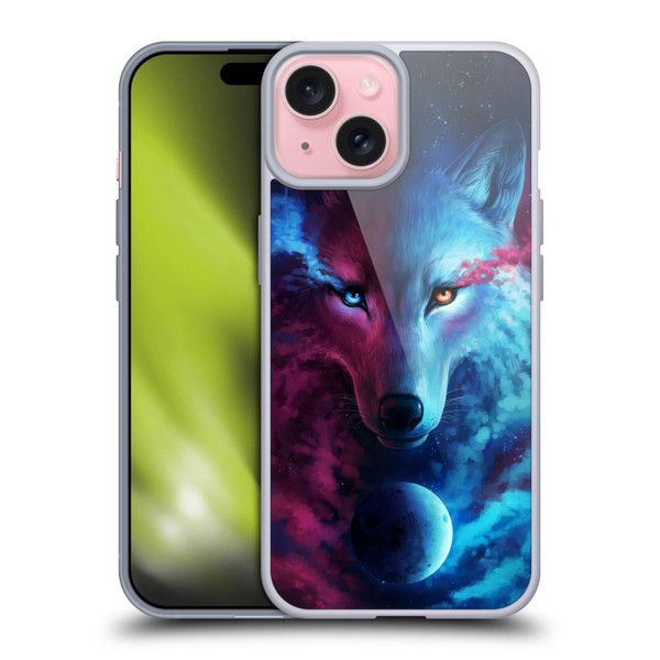 Jonas "JoJoesArt" Jödicke Wildlife Wolf Galaxy Soft Gel Case for Apple iPhone 15