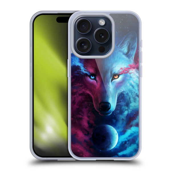 Jonas "JoJoesArt" Jödicke Wildlife Wolf Galaxy Soft Gel Case for Apple iPhone 15 Pro