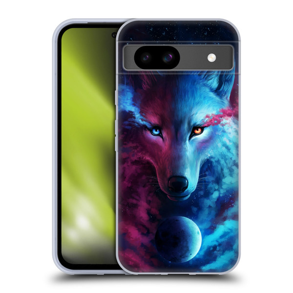 Jonas "JoJoesArt" Jödicke Wildlife Wolf Galaxy Soft Gel Case for Google Pixel 8a