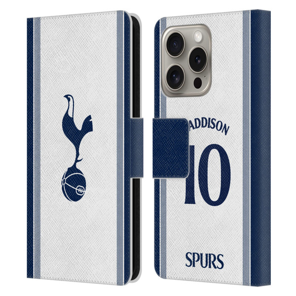 Tottenham Hotspur F.C. 2024/25 Players Home Kit James Maddison Leather Book Wallet Case Cover For Apple iPhone 16 Pro