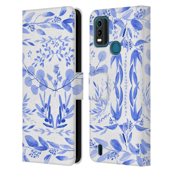 Anis Illustration Floral And Leaves Mediterranean Scene Leather Book Wallet Case Cover For Nokia G11 Plus