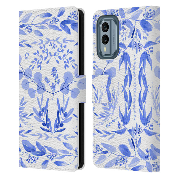 Anis Illustration Floral And Leaves Mediterranean Scene Leather Book Wallet Case Cover For Nokia X30