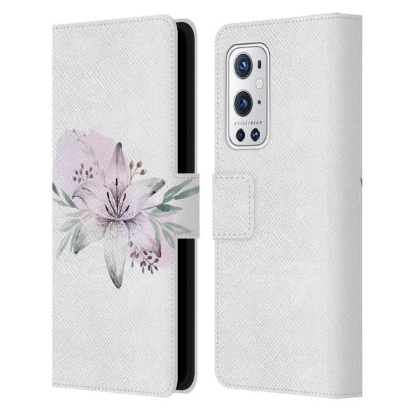 Anis Illustration Floral Pattern Lilium Flower Leather Book Wallet Case Cover For OnePlus 9 Pro