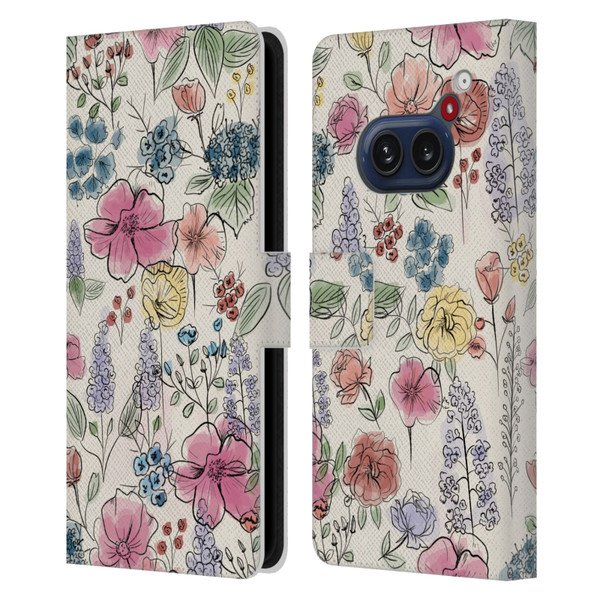Anis Illustration Floral Pattern Wild Garden Leather Book Wallet Case Cover For Nothing Phone (2a)