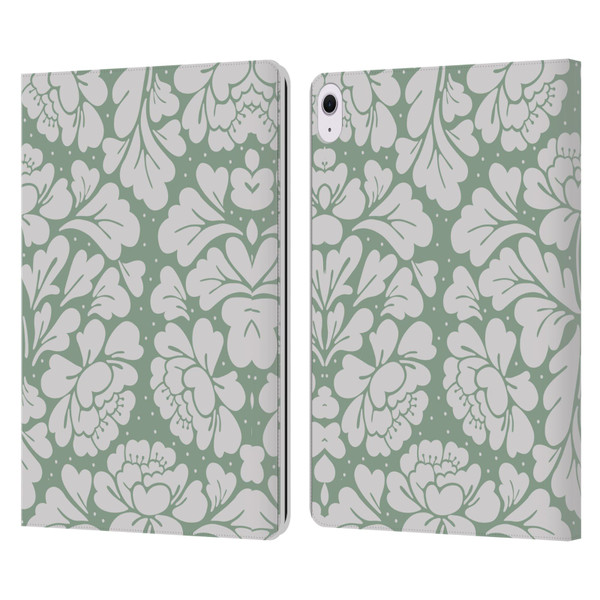 Anis Illustration Mix Pattern Baroque Pastel Green Leather Book Wallet Case Cover For Apple iPad Air 13 2024