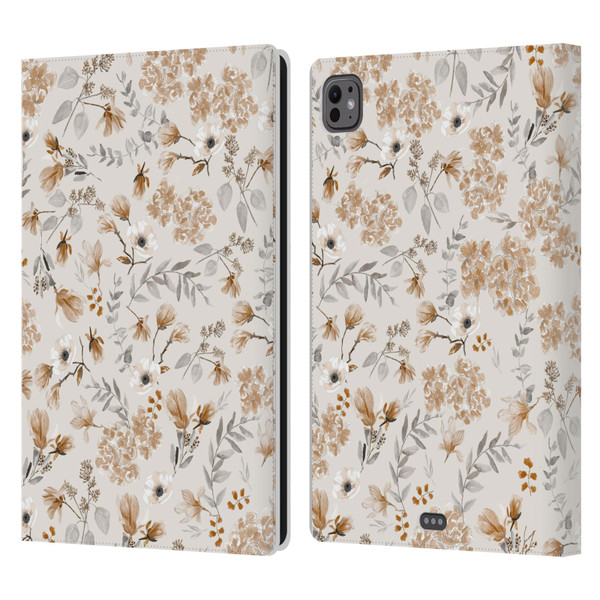 Anis Illustration Mix Pattern Romantic Neutrals Leather Book Wallet Case Cover For Apple iPad Pro 11 M4 2024