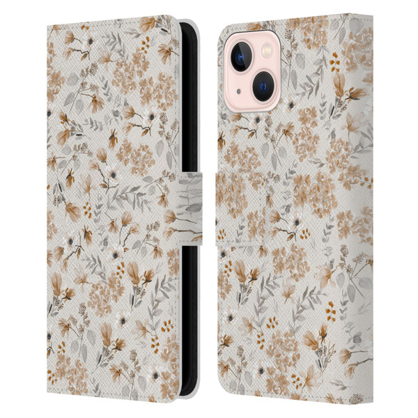 Anis Illustration Mix Pattern Romantic Neutrals Leather Book Wallet Case Cover For Apple iPhone 13