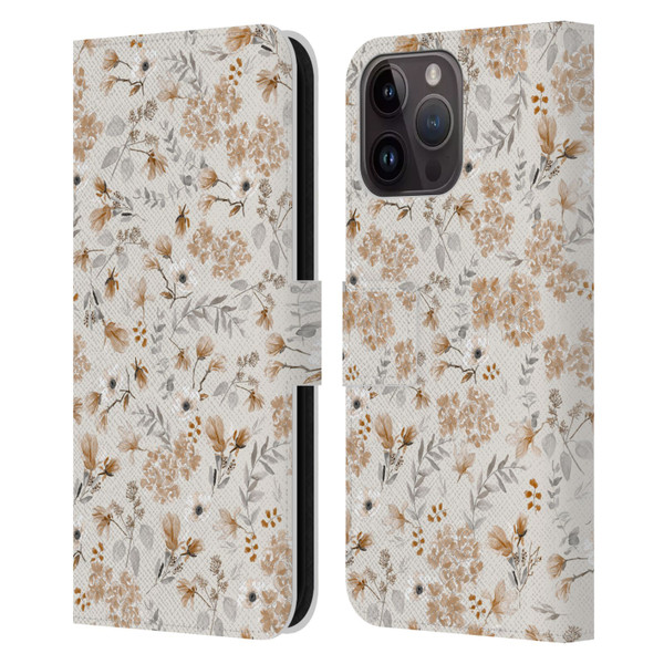 Anis Illustration Mix Pattern Romantic Neutrals Leather Book Wallet Case Cover For Apple iPhone 15 Pro Max