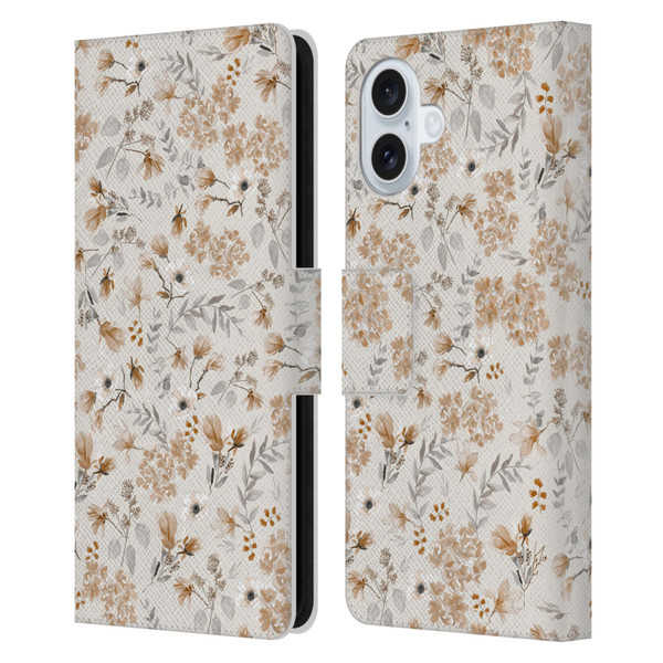 Anis Illustration Mix Pattern Romantic Neutrals Leather Book Wallet Case Cover For Apple iPhone 16 Plus
