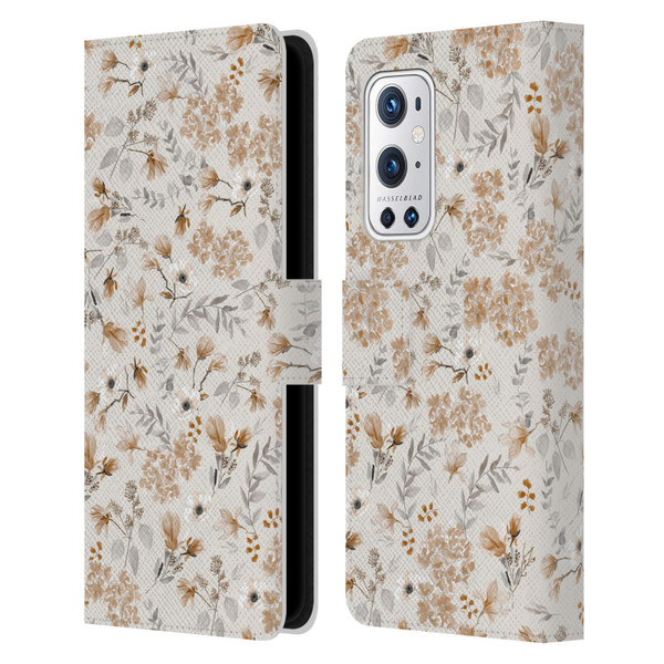 Anis Illustration Mix Pattern Romantic Neutrals Leather Book Wallet Case Cover For OnePlus 9 Pro