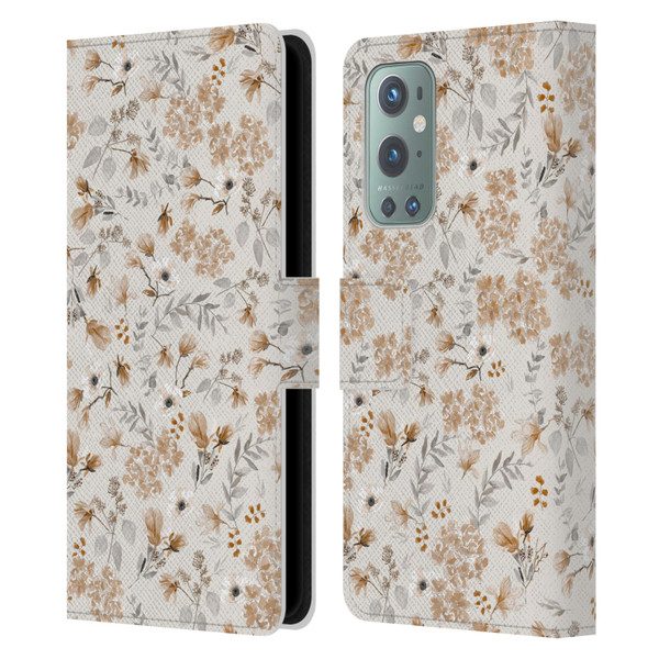Anis Illustration Mix Pattern Romantic Neutrals Leather Book Wallet Case Cover For OnePlus 9