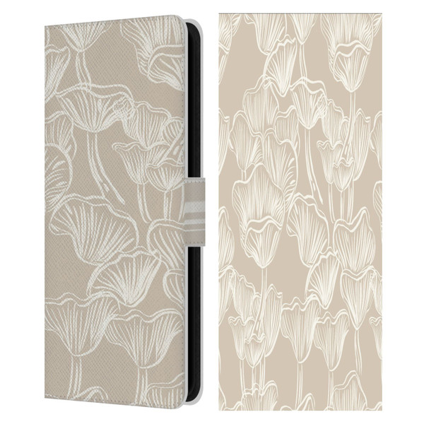 Anis Illustration Mix Pattern Mushrooms Neutrals Leather Book Wallet Case Cover For Samsung Galaxy S23 FE 5G