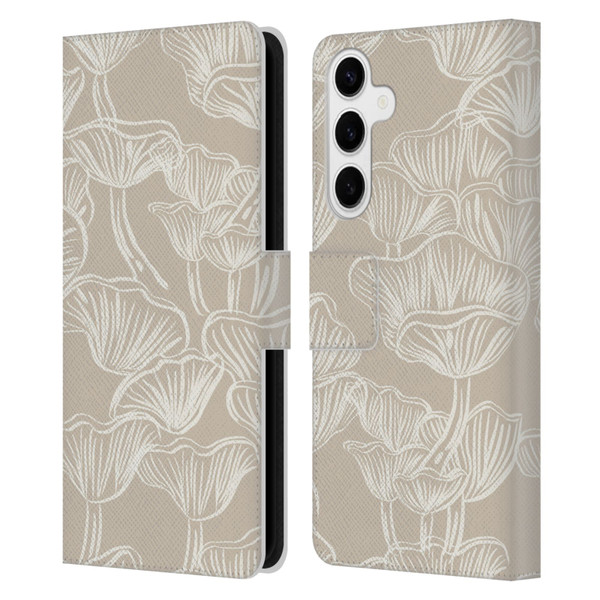Anis Illustration Mix Pattern Mushrooms Neutrals Leather Book Wallet Case Cover For Samsung Galaxy S24+ 5G