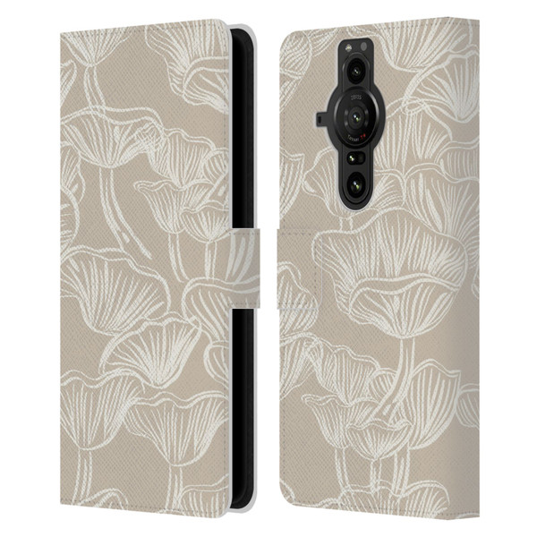 Anis Illustration Mix Pattern Mushrooms Neutrals Leather Book Wallet Case Cover For Sony Xperia Pro-I