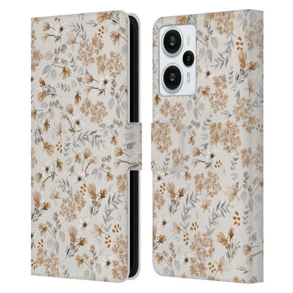 Anis Illustration Mix Pattern Romantic Neutrals Leather Book Wallet Case Cover For Xiaomi Redmi Note 12T