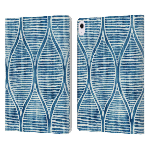 Micklyn Le Feuvre Flora And Fauna Hand Painted Blue White Pattern Leather Book Wallet Case Cover For Apple iPad Air 13 2024