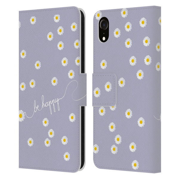 Monika Strigel Happy Daisy Lavender Leather Book Wallet Case Cover For Apple iPhone XR