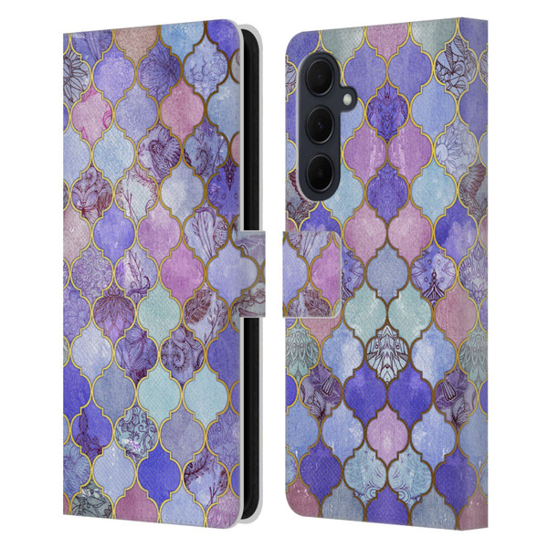 Micklyn Le Feuvre Moroccan Decorative Purple Leather Book Wallet Case Cover For Samsung Galaxy A35 5G