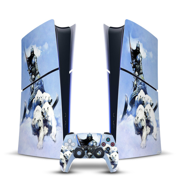 Frank Frazetta Medieval Fantasy Art Silver Warrior Vinyl Sticker Skin Decal Cover for Sony PS5 Slim/Pro Digital Edition Bundle