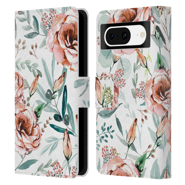 Anis Illustration Bloomers White Leather Book Wallet Case Cover For Google Pixel 8