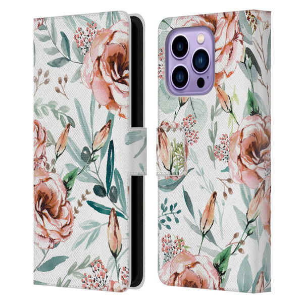 Anis Illustration Bloomers White Leather Book Wallet Case Cover For Apple iPhone 14 Pro Max