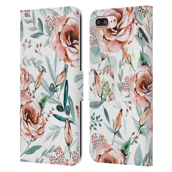 Anis Illustration Bloomers White Leather Book Wallet Case Cover For Apple iPhone 7 Plus / iPhone 8 Plus