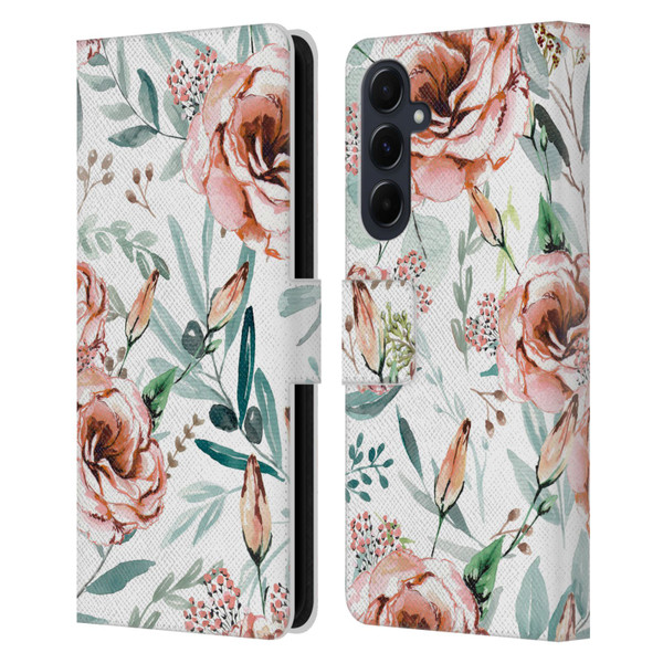 Anis Illustration Bloomers White Leather Book Wallet Case Cover For Samsung Galaxy A55 5G