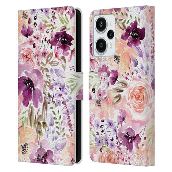 Anis Illustration Bloomers Floral Chaos Leather Book Wallet Case Cover For Xiaomi Redmi Note 12T