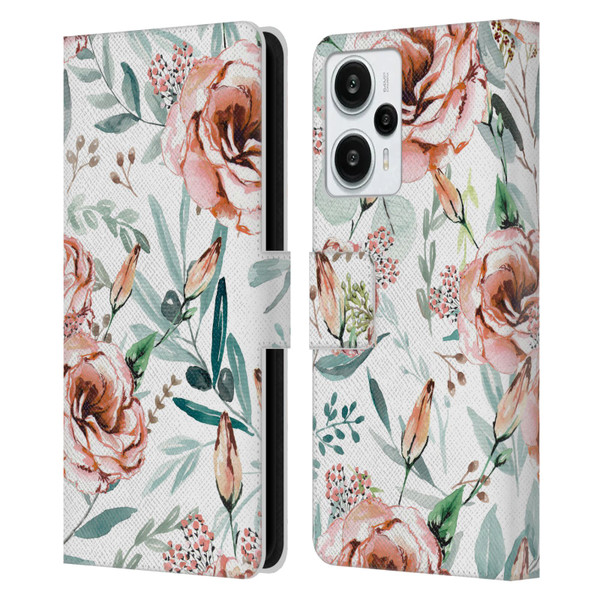 Anis Illustration Bloomers White Leather Book Wallet Case Cover For Xiaomi Redmi Note 12T