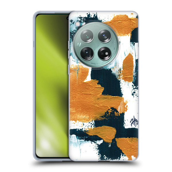 Haley Bush Pattern Painting Abstract Navy Gold White Soft Gel Case for OnePlus 12