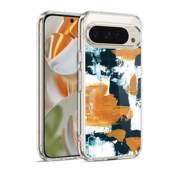 Haley Bush Pattern Painting Abstract Navy Gold White Soft Gel Case for Google Pixel 9 / Pixel 9 Pro