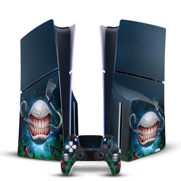 Tom Wood Monsters & Horrors Golf Ball Vinyl Sticker Skin Decal Cover for Sony PS5 Slim/Pro Disc Edition Bundle