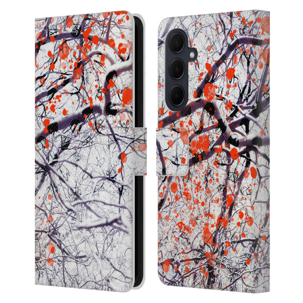 Dorit Fuhg Mystic Nature Fire Blossom Leather Book Wallet Case Cover For Samsung Galaxy A35 5G