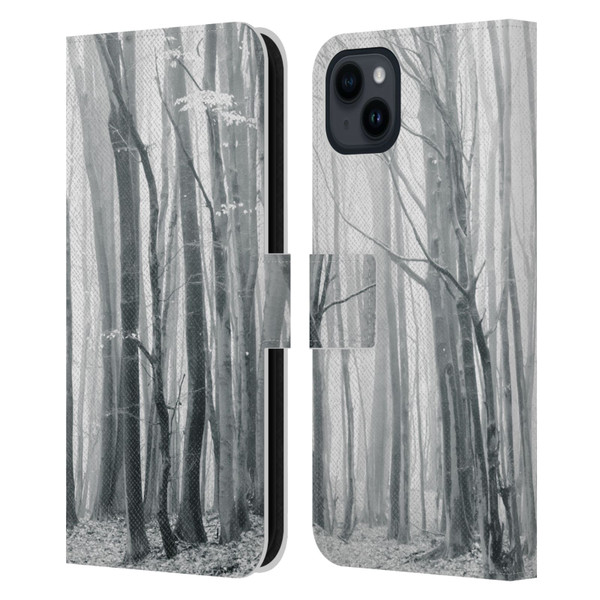 Dorit Fuhg Monotones Chilly Woods Leather Book Wallet Case Cover For Apple iPhone 15 Plus