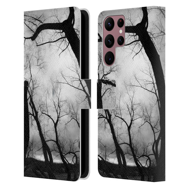 Dorit Fuhg Monotones Winter Trees Leather Book Wallet Case Cover For Samsung Galaxy S22 Ultra 5G