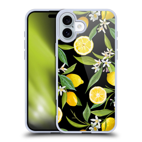 Haroulita Fruits Flowers And Lemons Soft Gel Case for Apple iPhone 16 Plus