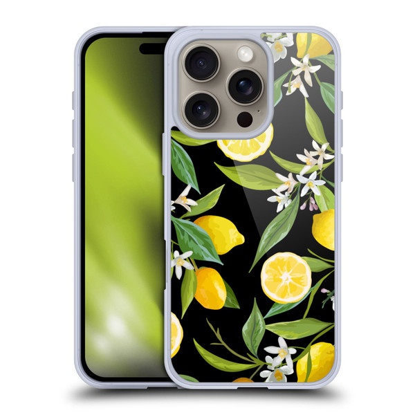 Haroulita Fruits Flowers And Lemons Soft Gel Case for Apple iPhone 16 Pro