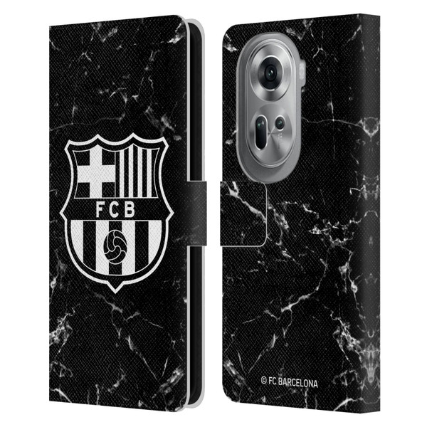FC Barcelona Crest Patterns Black Marble Leather Book Wallet Case Cover For OPPO Reno11 Pro