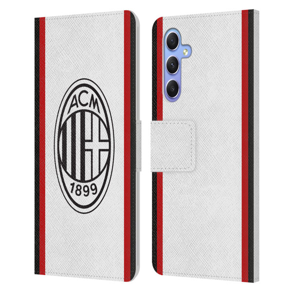 AC Milan 2024/25 Crest Kit Away Leather Book Wallet Case Cover For Samsung Galaxy A34 5G