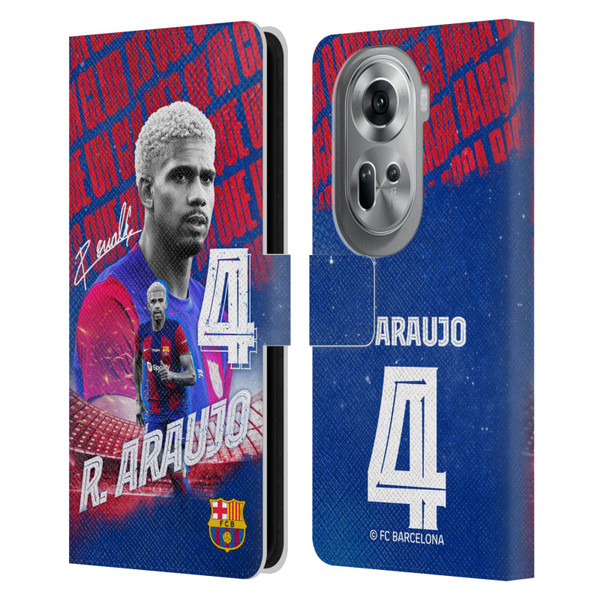 FC Barcelona 2023/24 First Team Ronald Araújo Leather Book Wallet Case Cover For OPPO Reno11 Pro