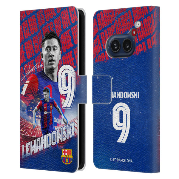 FC Barcelona 2023/24 First Team Robert Lewandowski Leather Book Wallet Case Cover For Nothing Phone (2a)