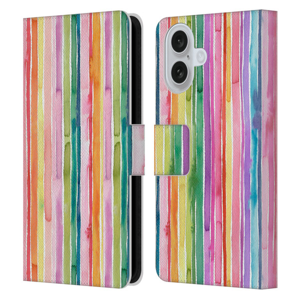 Ninola Colorful Geometric Rainbow Stripes Leather Book Wallet Case Cover For Apple iPhone 16