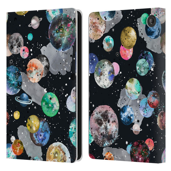 Ninola Colourful Patterns Space Planets Black Leather Book Wallet Case Cover For Amazon Fire 7 2022