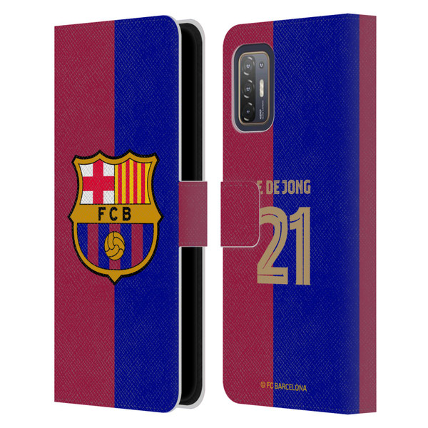 FC Barcelona 2024/25 Players Home Kit Frenkie de Jong Leather Book Wallet Case Cover For HTC Desire 21 Pro 5G