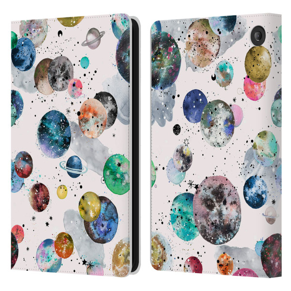 Ninola Colourful Patterns Space Planets White Leather Book Wallet Case Cover For Amazon Fire 7 2022