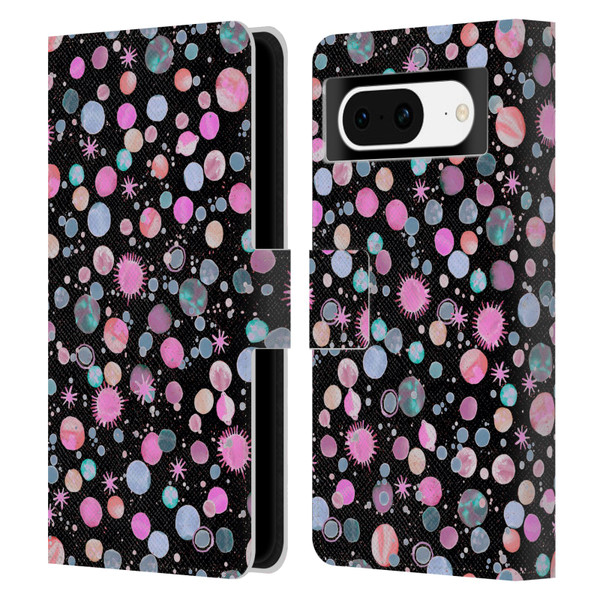 Ninola Colourful Patterns Space Planets Pink Leather Book Wallet Case Cover For Google Pixel 8