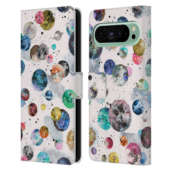 Ninola Colourful Patterns Space Planets White Leather Book Wallet Case Cover For Google Pixel 9 Pro XL